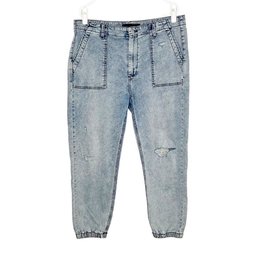 Joes French Terry Jogger Jeans Womens Size 33‎ High Rise Distressed Ankle